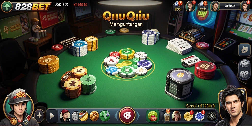 Tampilan gameplay seru di 828BET dengan kartu QiuQiu.