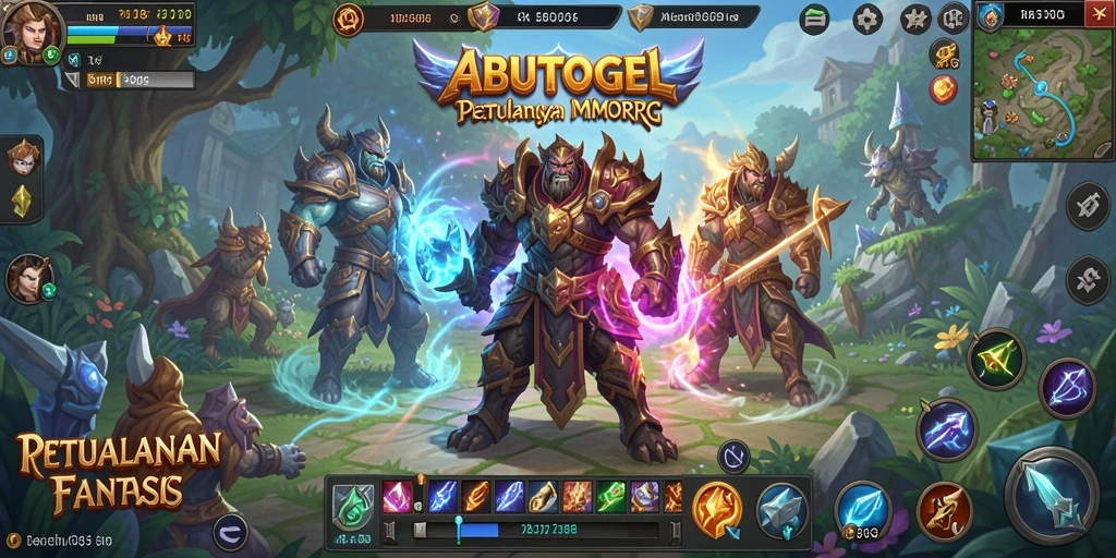 Screenshot gameplay ABUTOGEL yang menampilkan pertempuran epik di dunia MMORPG.