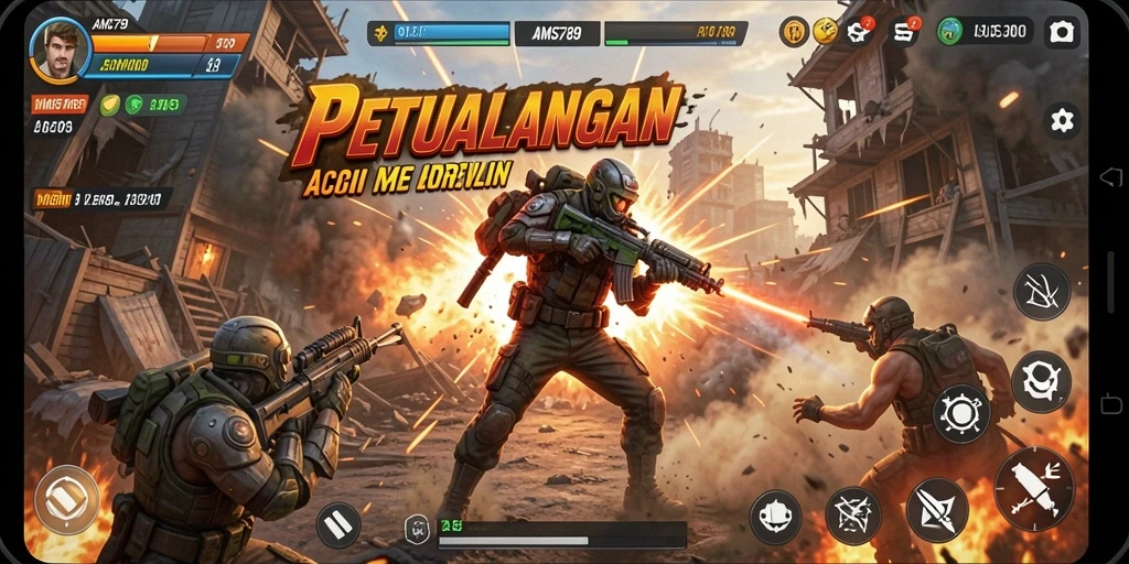Tampilan aksi mendebarkan dari AMS789, menunjukkan pertempuran intens.