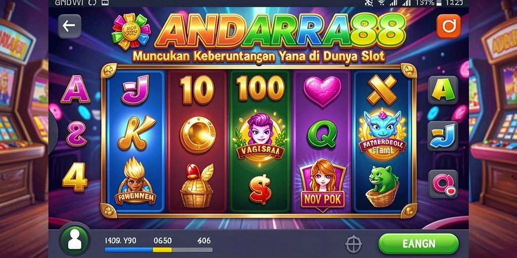 Tampilan gameplay menarik dari ANDARA88 dengan gulungan slot yang penuh warna.