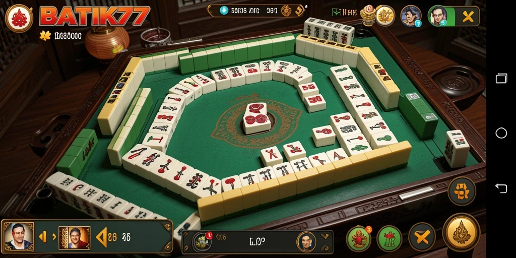 Tampilan gameplay Mahjong yang mendebarkan dalam BATIK77.