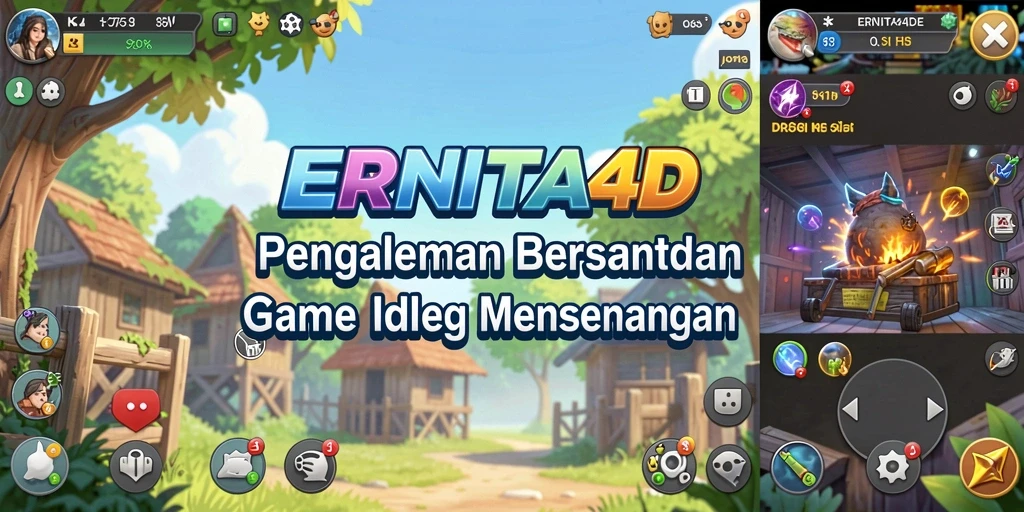 Tampilan gameplay menarik dari ERNITA4D dengan karakter dan sumber daya yang beragam.