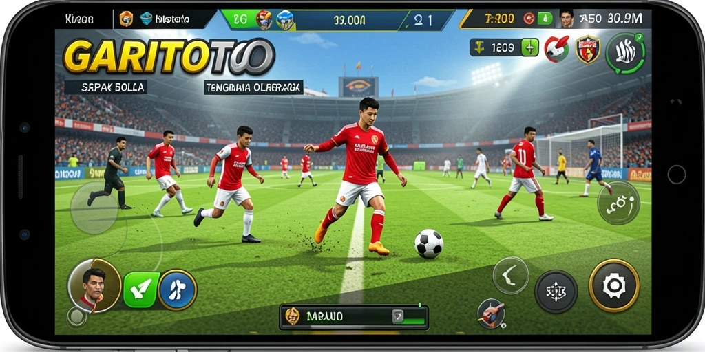 Tampilan gameplay menarik dalam GARITOTO yang menunjukkan aksi sepak bola.