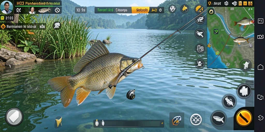 Screenshot gameplay H03 menampilkan aksi memancing yang seru dan menantang.