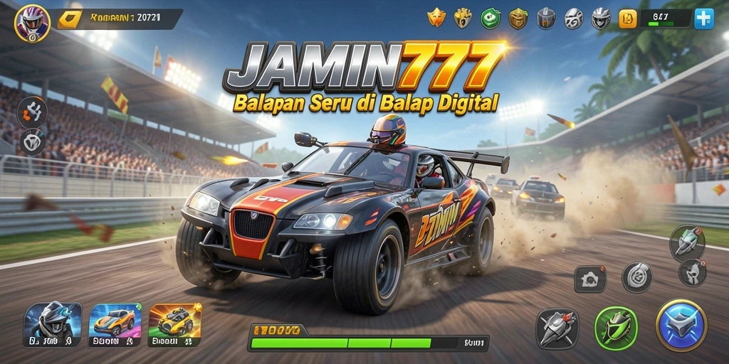 Tangkapan layar menunjukkan aksi balap mendebarkan di JAMIN777.