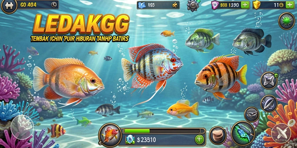 Gameplay seru saat berburu ikan dalam LEDAKGG.