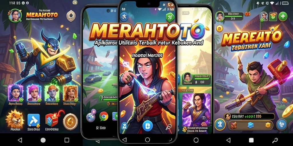 Tampilan antarmuka aplikasi MERAHTOTO dengan fitur utilitas terintegrasi.