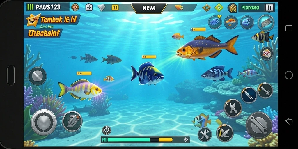 Screenshot gameplay Tembak Ikan PAUS123 yang menarik.