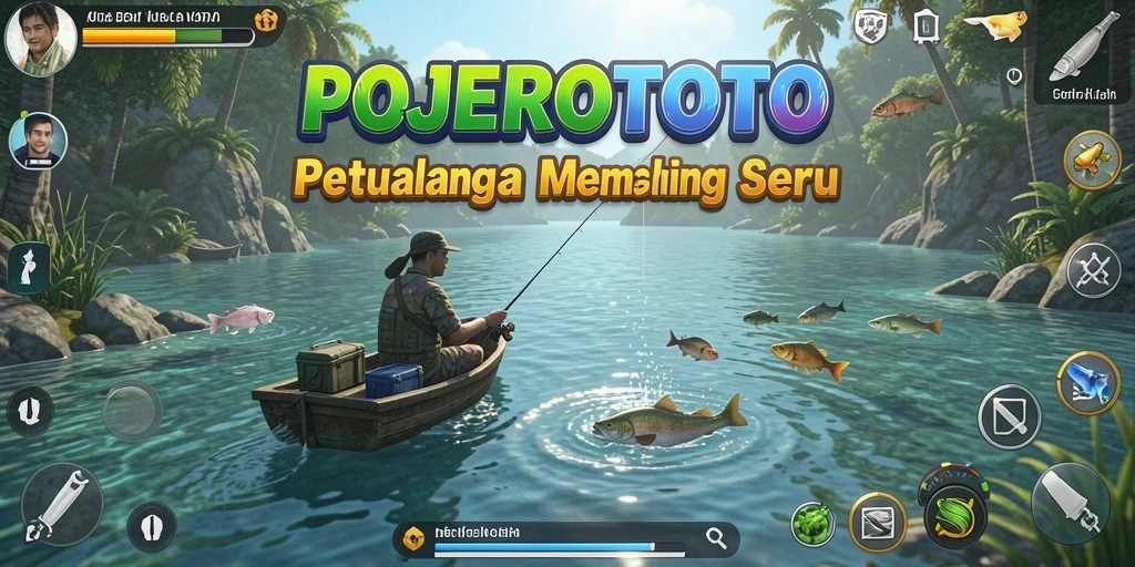 Tampilan gameplay yang mendebarkan dalam POJEROTOTO saat memancing ikan.