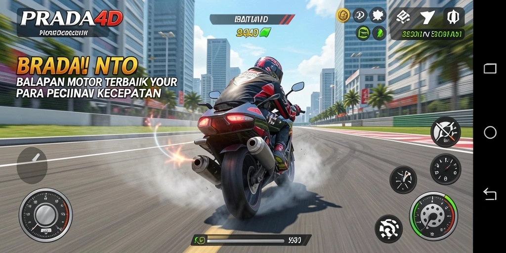Tampilan seru balapan motor dalam PRADA4D yang menegangkan.