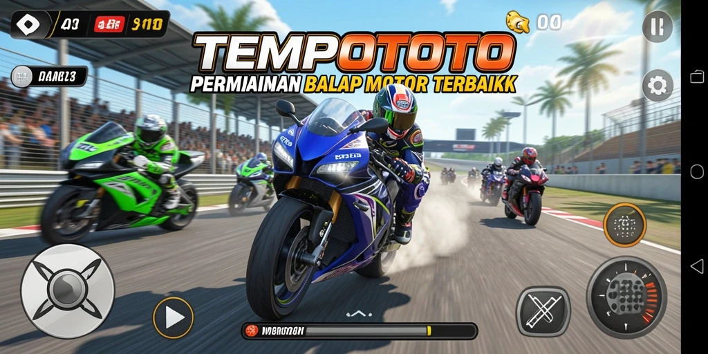 Gameplay balap motor yang penuh adrenalin dan keseruan.