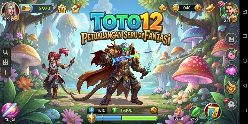 Tampilan gameplay TOTO12 dengan karakter petualangan yang menakjubkan.