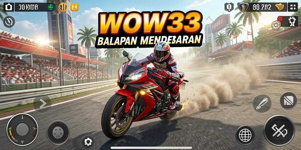 Screenshot menunjukkan aksi balapan motor yang seru dan mendebarkan.
